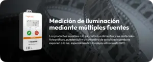 Elitech LogEt 260-TH para medición de iluminación durante el transporte y almacenamiento de productos sensibles a la luz, como alimentos y materiales fotográficos.