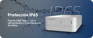Datalogger Elitech LogEt 260-TH con protección IP65 y puerto USB Tipo-C para alimentación y transferencia de datos durante aplicaciones de monitoreo y transporte.