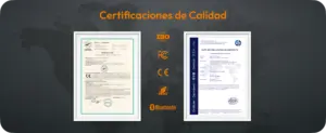 Certificaciones y estándares de calidad asociados al Elitech PHM-230, con documentación e identificadores de cumplimiento que incluyen ISO, FCC, CE, RoHS y Bluetooth.