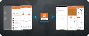 Aplicación móvil Elitech para configurar y gestionar el medidor de pH PHM-230, mostrando diferentes pantallas y opciones disponibles para el monitoreo y control del equipo.