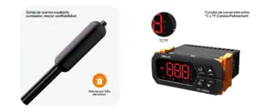 Elitech STC-1000HX con alarma mediante zumbador ante fallas del sensor y función de conversión entre grados Celsius y Fahrenheit para facilitar el control de temperatura.